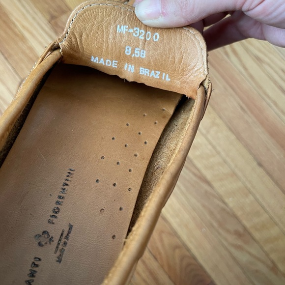 Vintage Leather Slip on Tomboy Masc Preppy Casual rubber outsole Moccasins Work - Picture 8 of 9